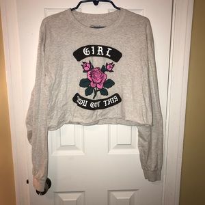 Gray, graphic long sleeve shirt